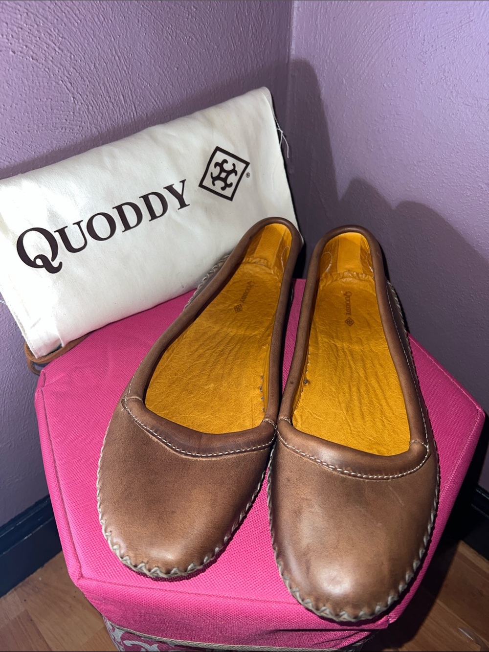 Quoddy Women's Brown Leather Moccasin Flats